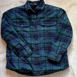 Eddie Bauer Warm Cabin ready Green and Blue Plaid Women's Fleece Flannel Shirt
